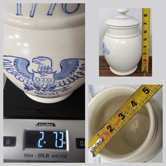 Vtg Patriotic Poppitrail Metlox Cali 1776 Eagle Cookie Jar Provincial Canister - Picture 10 of 10